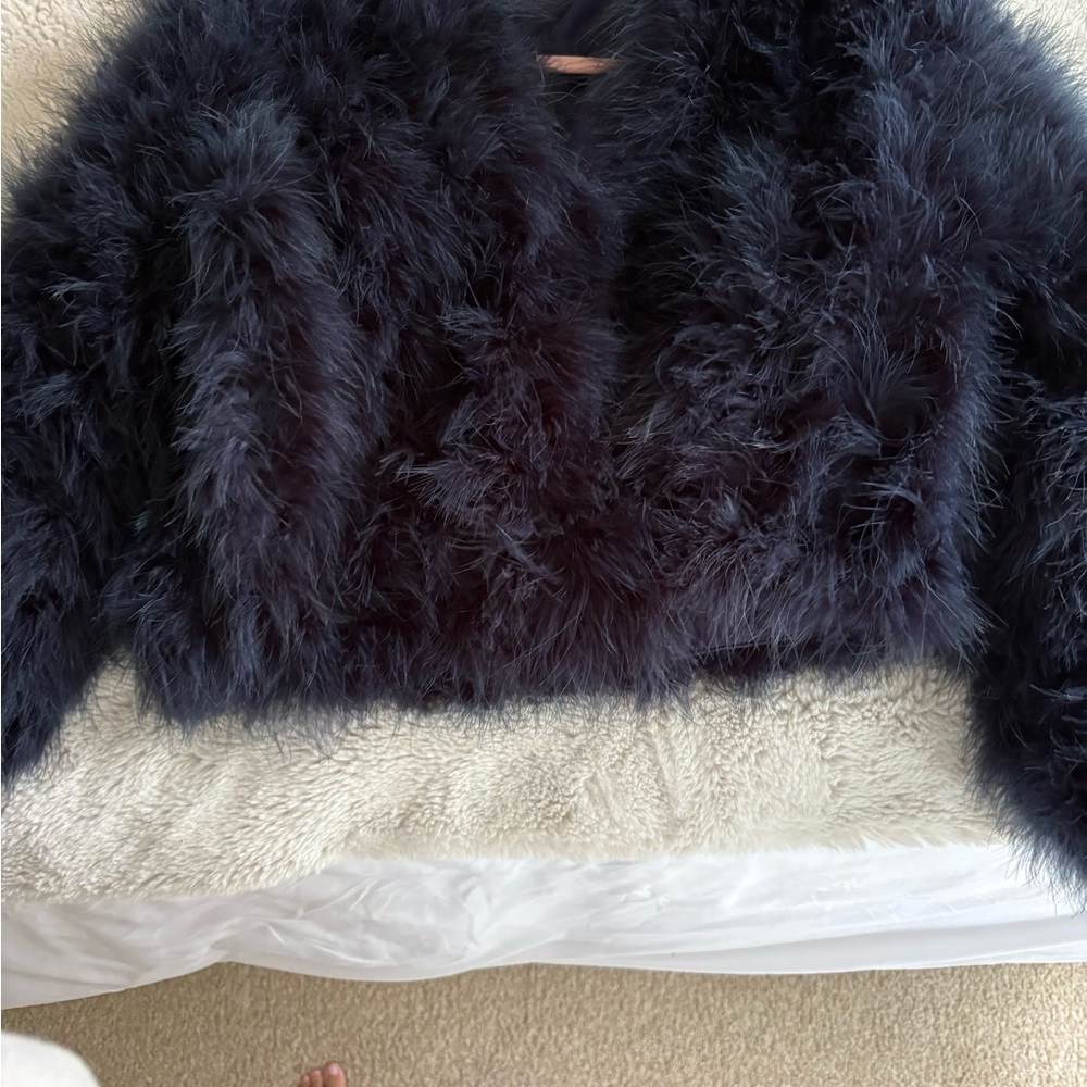 Lamarque DEORA Feather in Midnight Blue size small! NWOT